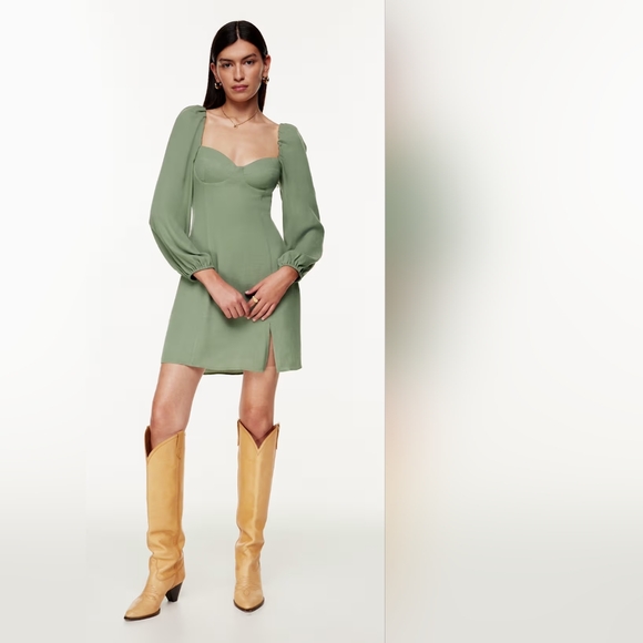 Wilfred Dresses & Skirts - Aritzia Wilfred Novella Elegant Sage Long-Sleeve Dress